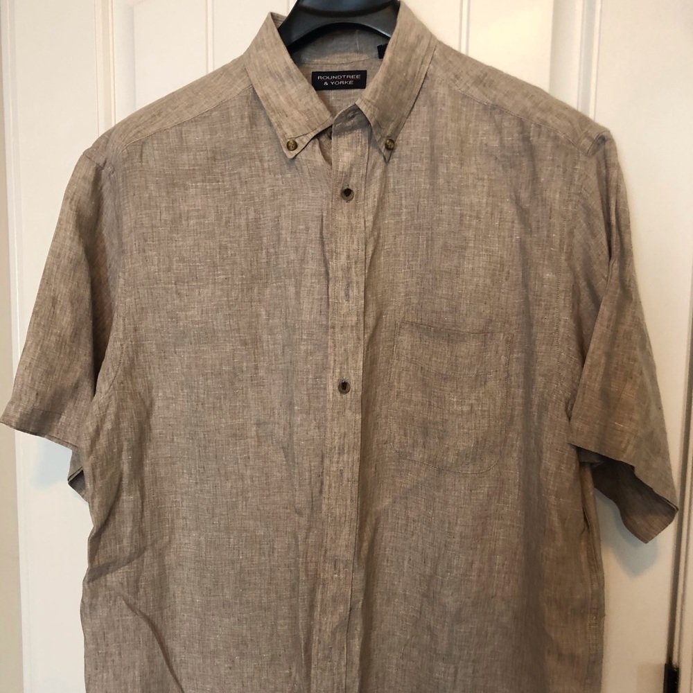 Roundtree & Yorke short sleeve lt. brown linen